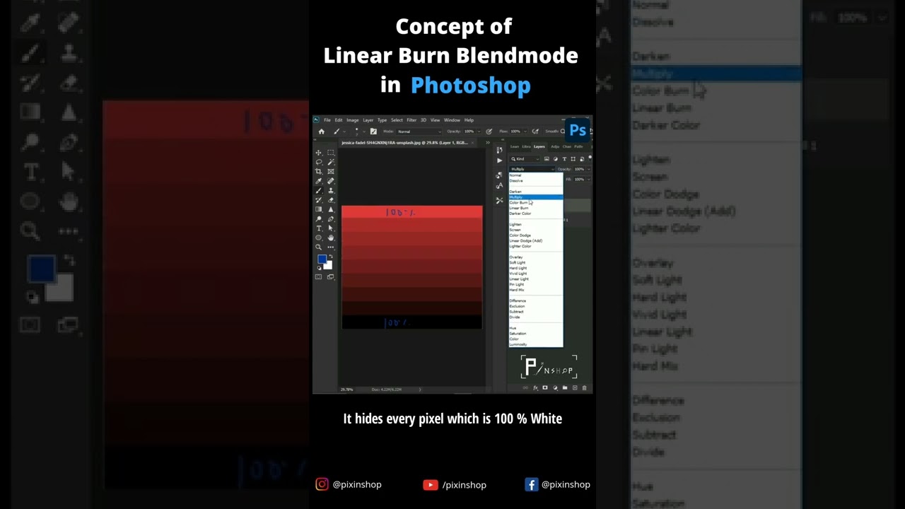 Concept of Linear Burn Blend Mode in photoshop 🔵 #pixinshop #satyendrasutrakar