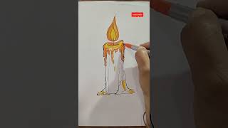 How to draw a Candle l easy candle drawing and colouring