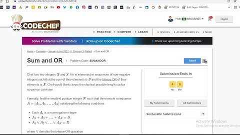 Sum and OR Problem Code: SUMANDOR
