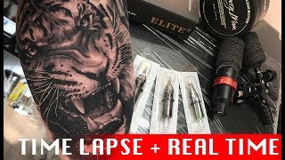 Tiger portrait - Tattoo time lapse + Normal speed