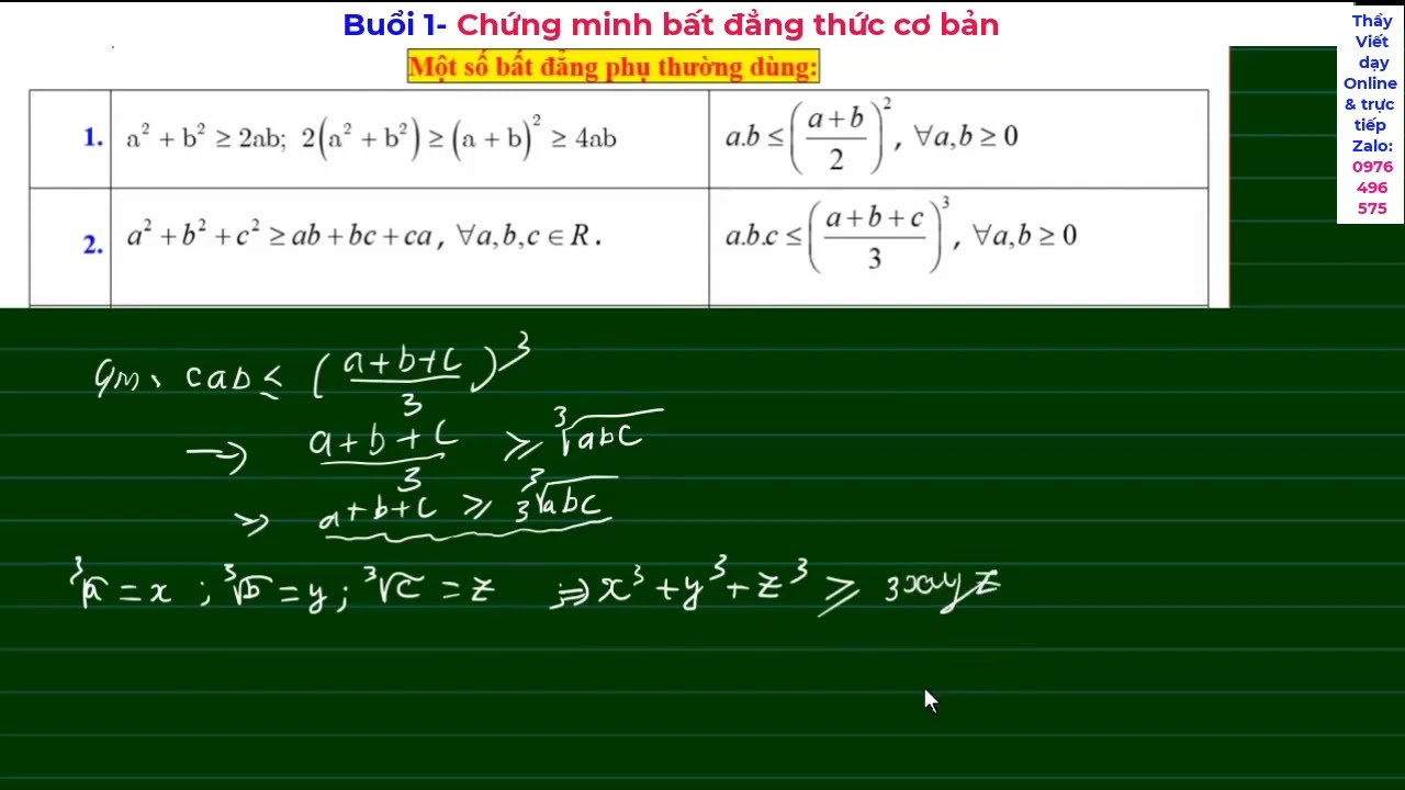 Ôn thi HSG TOÁN 9| ÔN CHUYÊN TOÁN| Buổi 1   chứng minh bất đẳng thức cơ bản