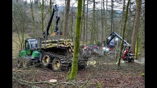 🌲*Durchforstung* • Komatsu 951 & C164 & John Deere 1510E • HarvesterAction • heavy • Fast working🌲