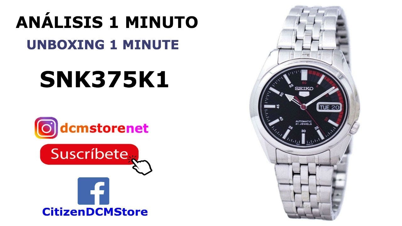SNK375K1 Seiko Revisión 1 Minuto Unboxing 1 Minute - YouTube