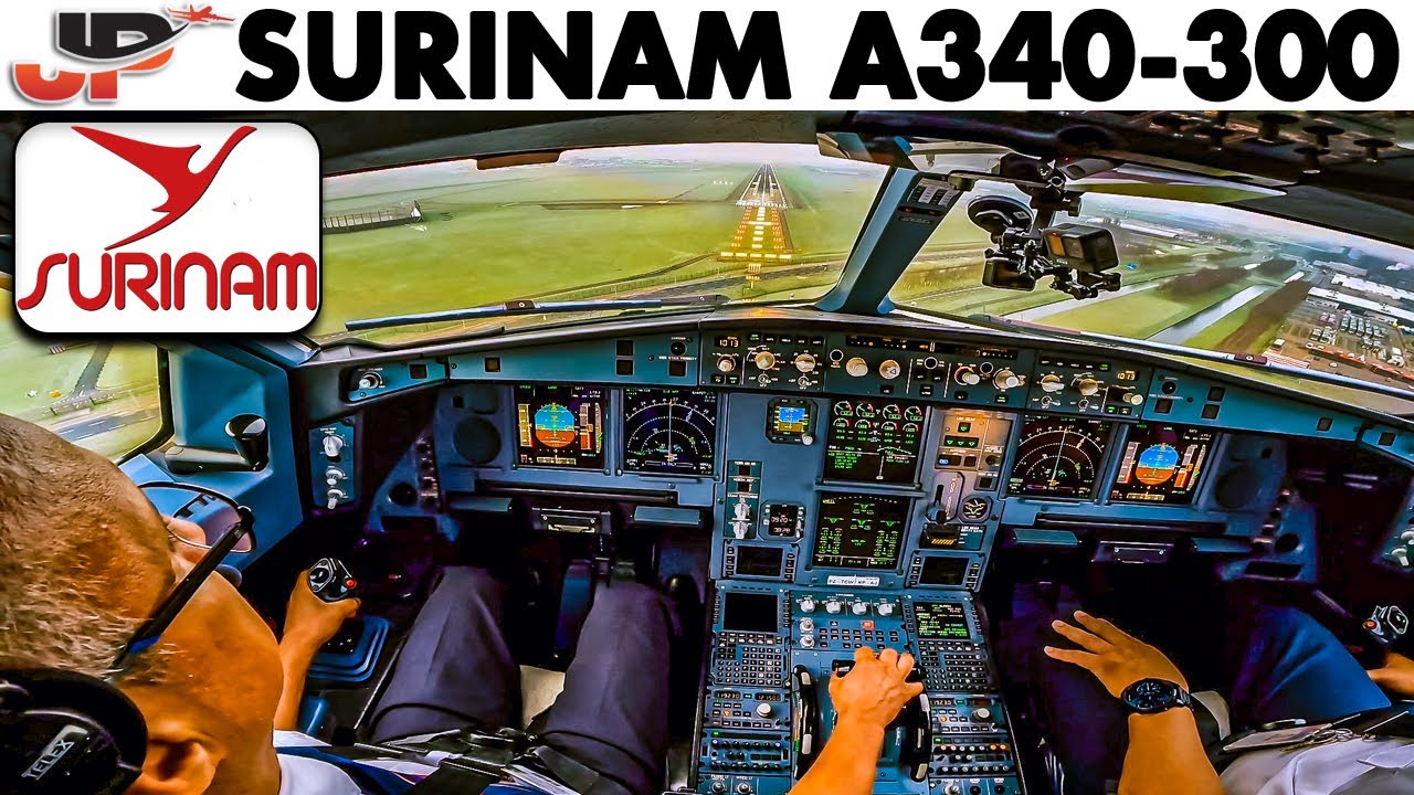 Scenic Approach Schiphol Rwy 27 in cockpit A340-300 Surinam Airways