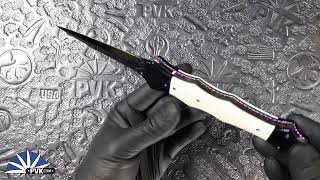 Rainy Vallotton Custom Saber Auto, Chad Nichols SS Ripple Damascus Blade, Mammoth Ivory Handles