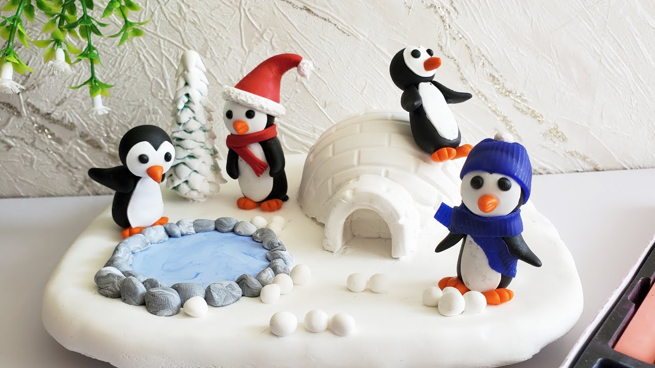 How to Make Penguins & an Igloo from Air Dry Clay | Easy Sculpting Tutorial | Air Dry Clay Craft |