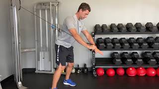 Square stance single arm cable press