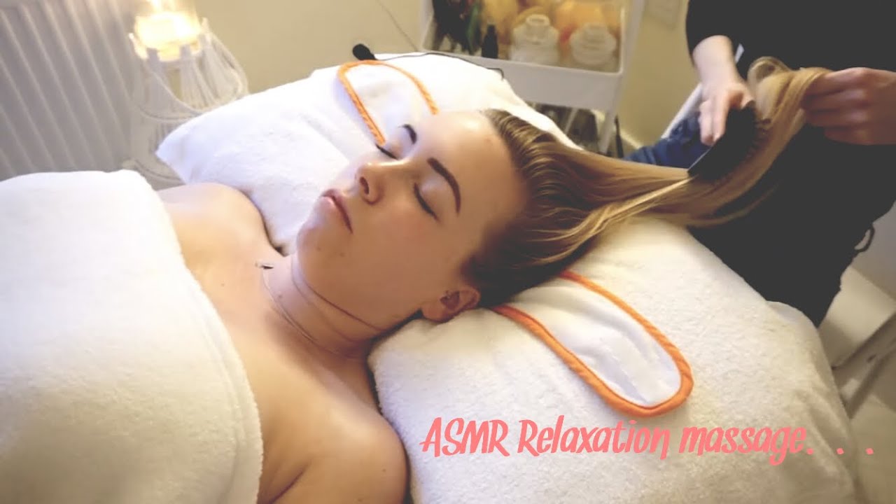 ASMR relaxing face & scalp massage, hair brushing & facial for stress relief (soft spoken)