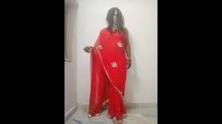 Male Wearing Bra Saree. Cross Dressing