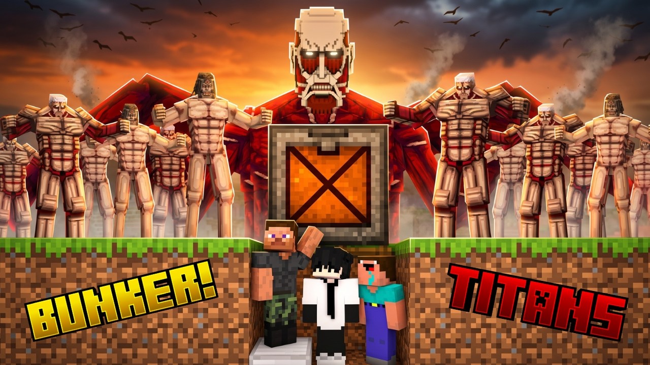 We created a BUNKER to survive ATTACK ON TITAN in Minecraft