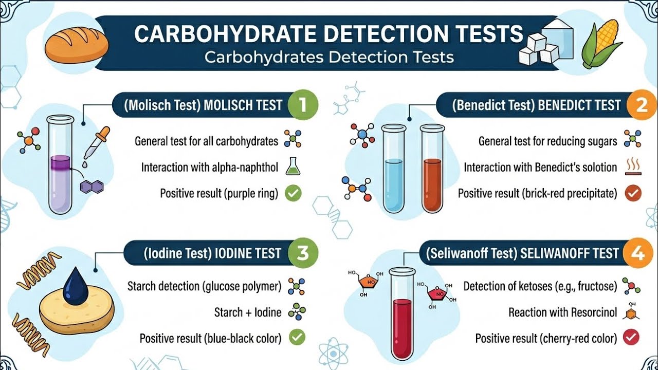 كيمياء حياتية عملي محاضرة 1,2 lab 1,2 carbohydrate detection tests ...