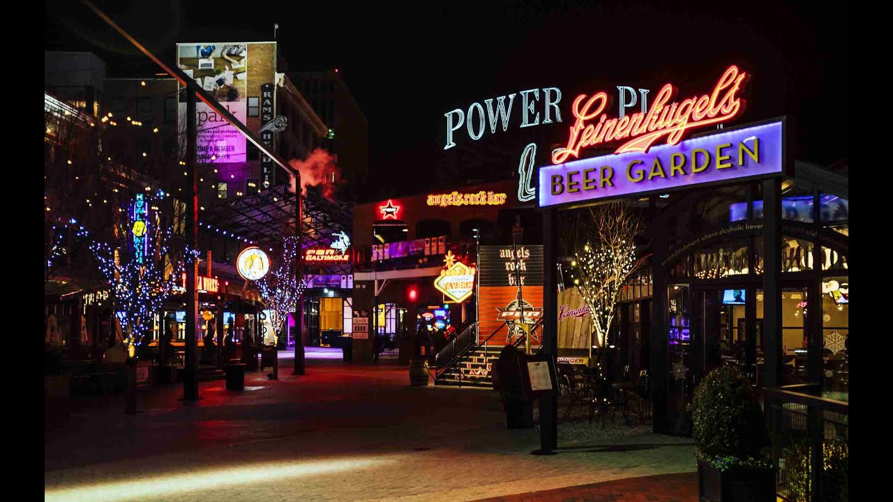 I83N Night View Driving through Inner Harbor, Baltimore to