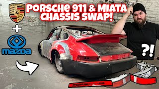 PORSCHE BODY ON A MAZDA MIATA CHASSIS! BUILDING THE CHEAPEST 911 FRAME SWAP! THIS PUZZLE IS HARD