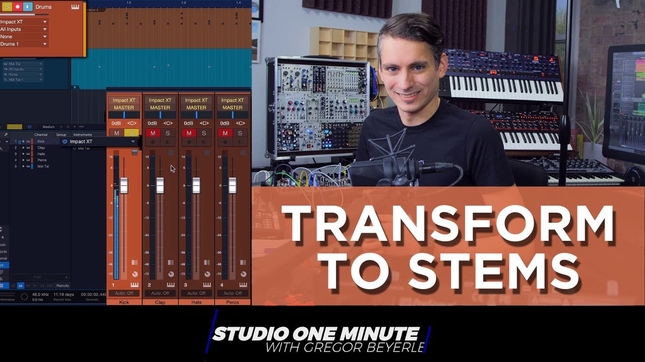Transform a Multi Channel Instrument into Audio Stems #StudioOneMinute