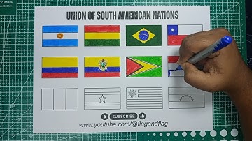South American Unity! 🌎 UNASUR Countries Flags Drawing 🎨 | Flag & Flag #flagart 