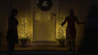 S/2 Pre-Lit LED 3' Fold Flat Outdoor Christmas Trees by Lori Greiner on QVC
