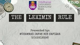 THE LEXIMIN RULE | IMS555 ASSIGNMENT