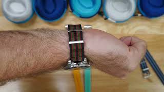 A two-piece watch strap that captures the rugged look of military pass-through straps!