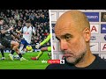 "Once again." 😬 Pep Guardiola's awkward post-match interview following Spurs draw