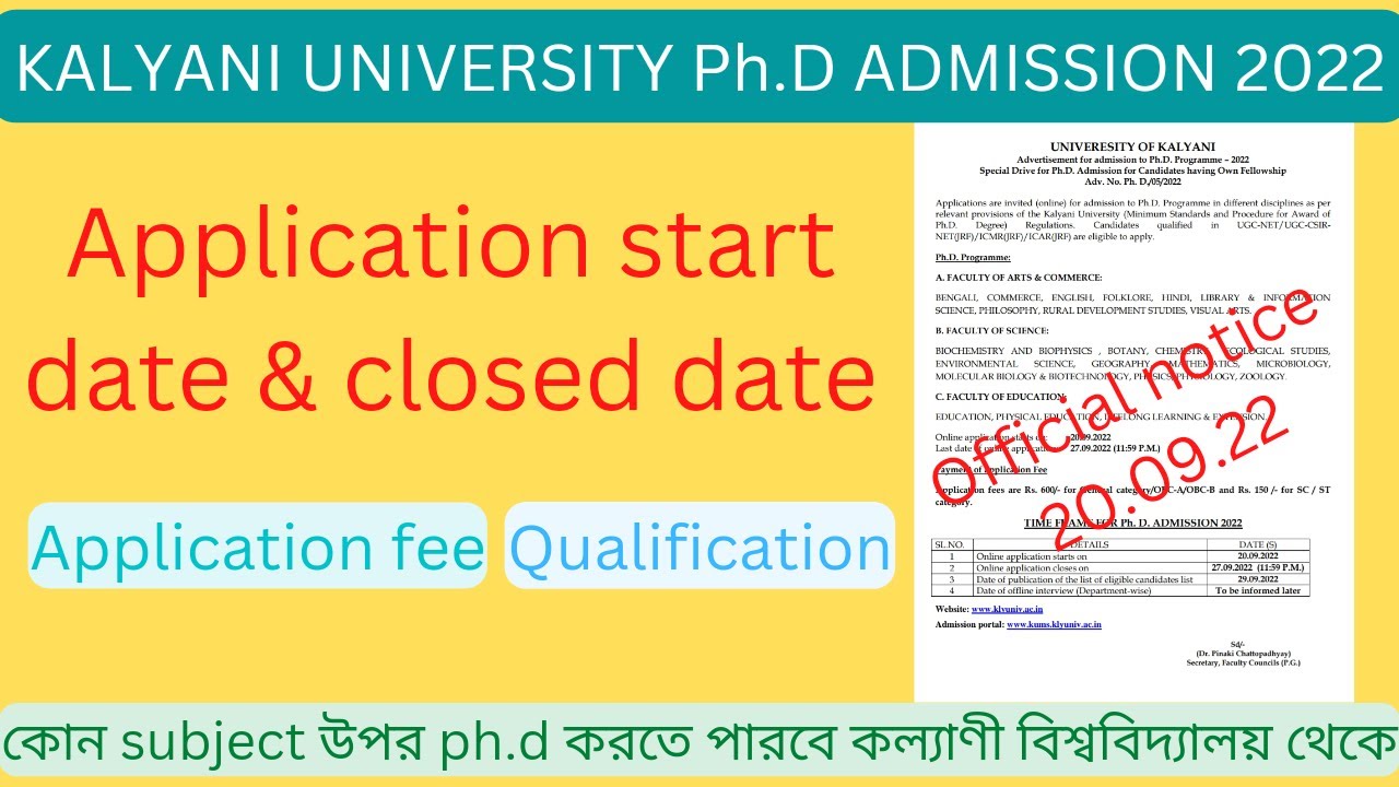 kalyani university phd online application