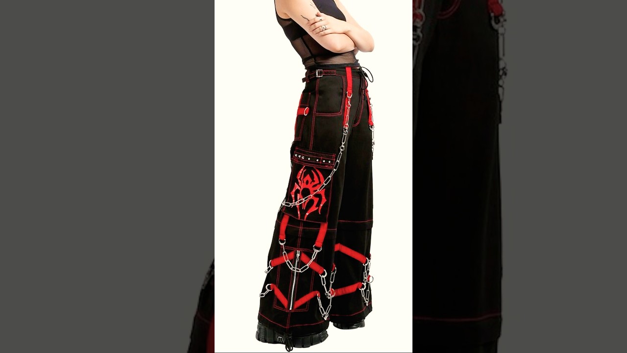 Gothic punt Pants ,Chains Straps,Streetwear, Denim Punk ,Wide Leg Loose Pants, Cargo, Cyber punk