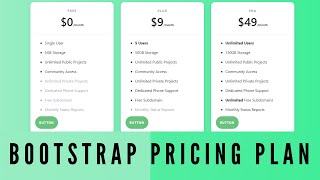 How to make a pricing plan by bootstrap | source code