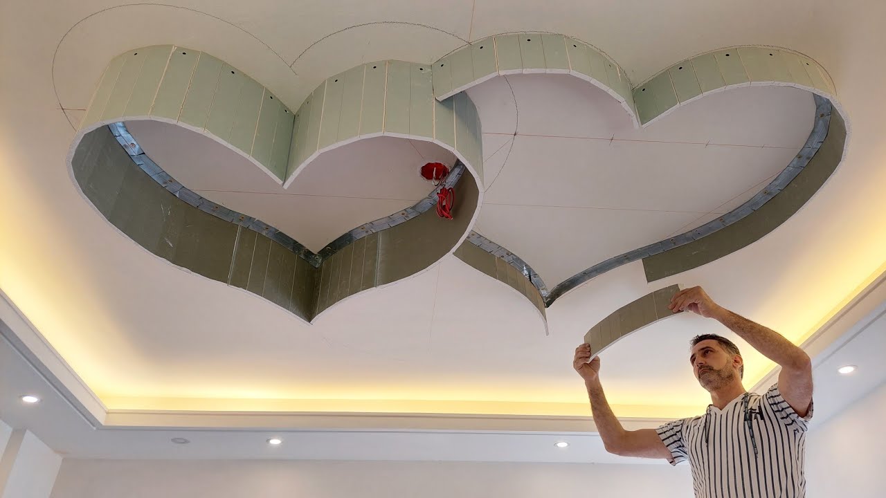 Как нарисовать и установить декор из гипсокартона, два сердца внахлест