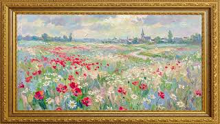 Premium Frame TV Art: Impressionist Spring Meadow in Gold Frame | 4K screenshot 5