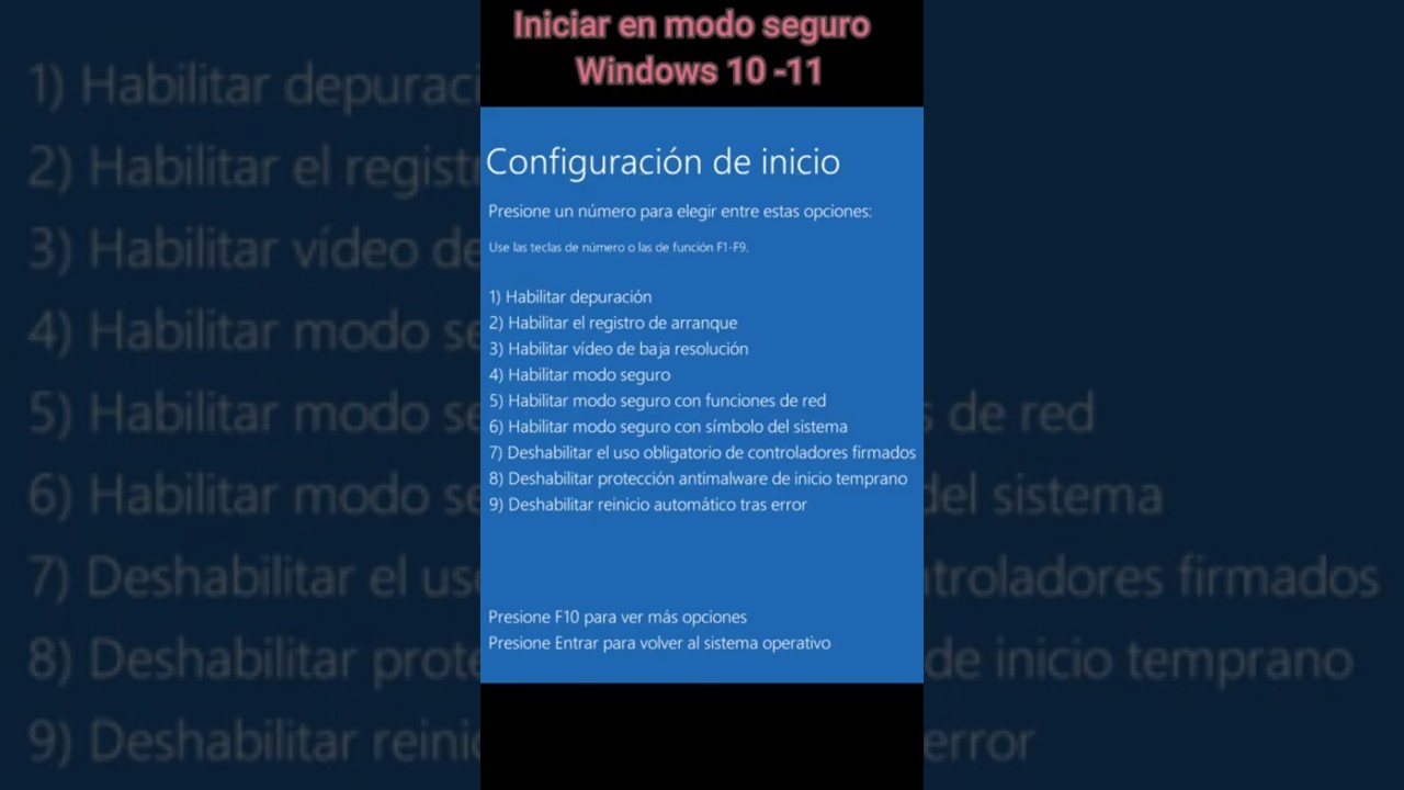 Entrar a  modo seguro Windows 10 -11 en  