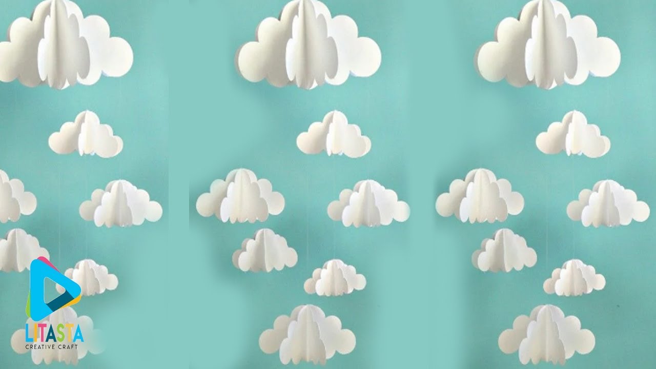 Ide kreatif membuat hiasan  dinding  awan dari  kertas  