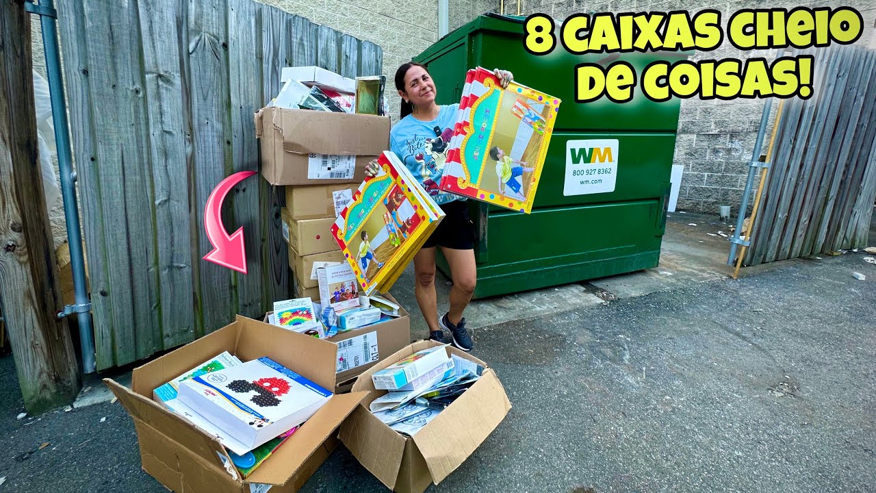 8 caixas cheias de coisas no dumpster dos Estados Unidos!🇺🇸