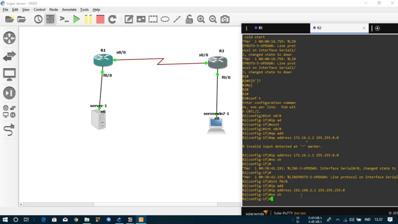 sharing file samba dengan gns3 (1 server 2 router 1 client) - YouTube