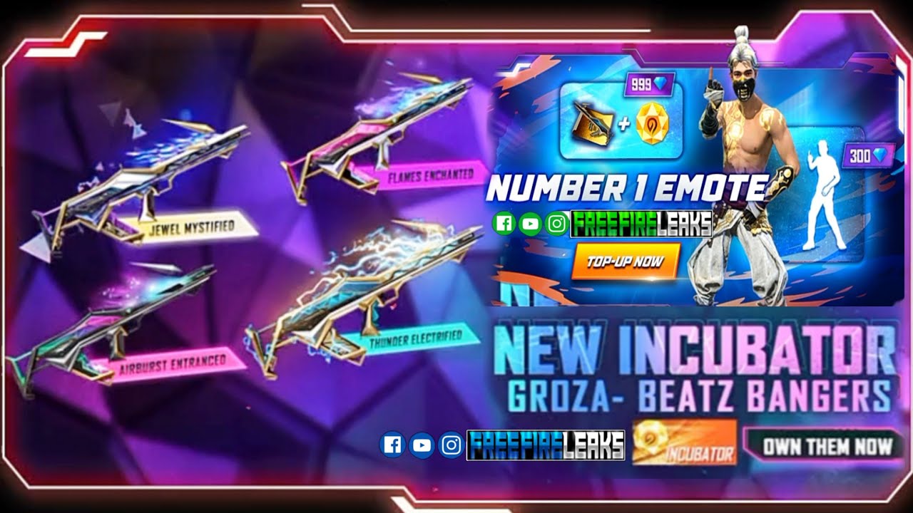 GROZA Beatz Bangers Incubator review | Number 1 emote Top Up | Free Fire Leaks