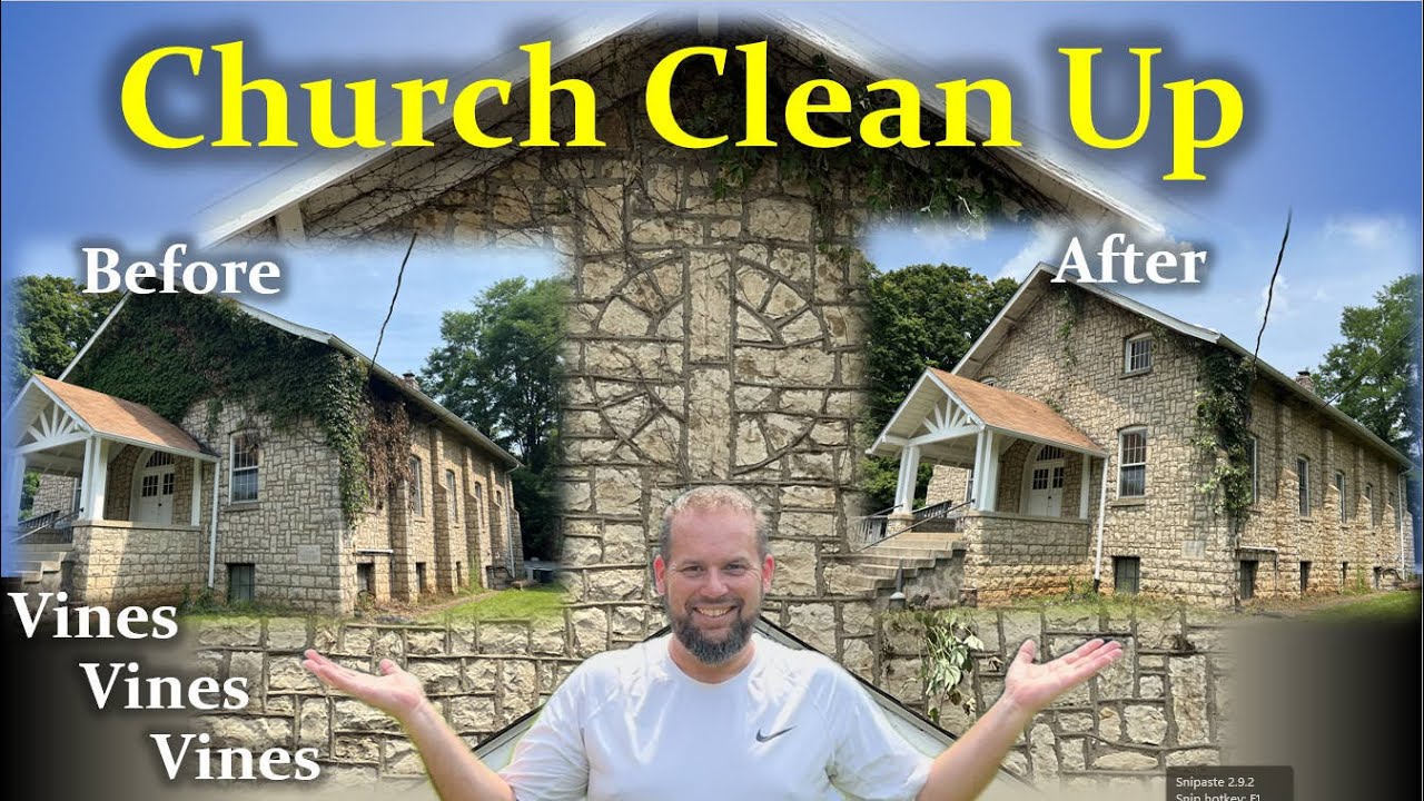 Church Clean Up - Removing the Vines and Ivy - Hidden Cross and Windows