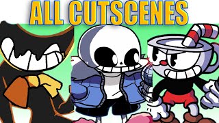 Friday Night Funkin VS Indie Cross ALL CUTSCENES (Cuphead, Sans, Bendy) (FNF Mod/Hard)