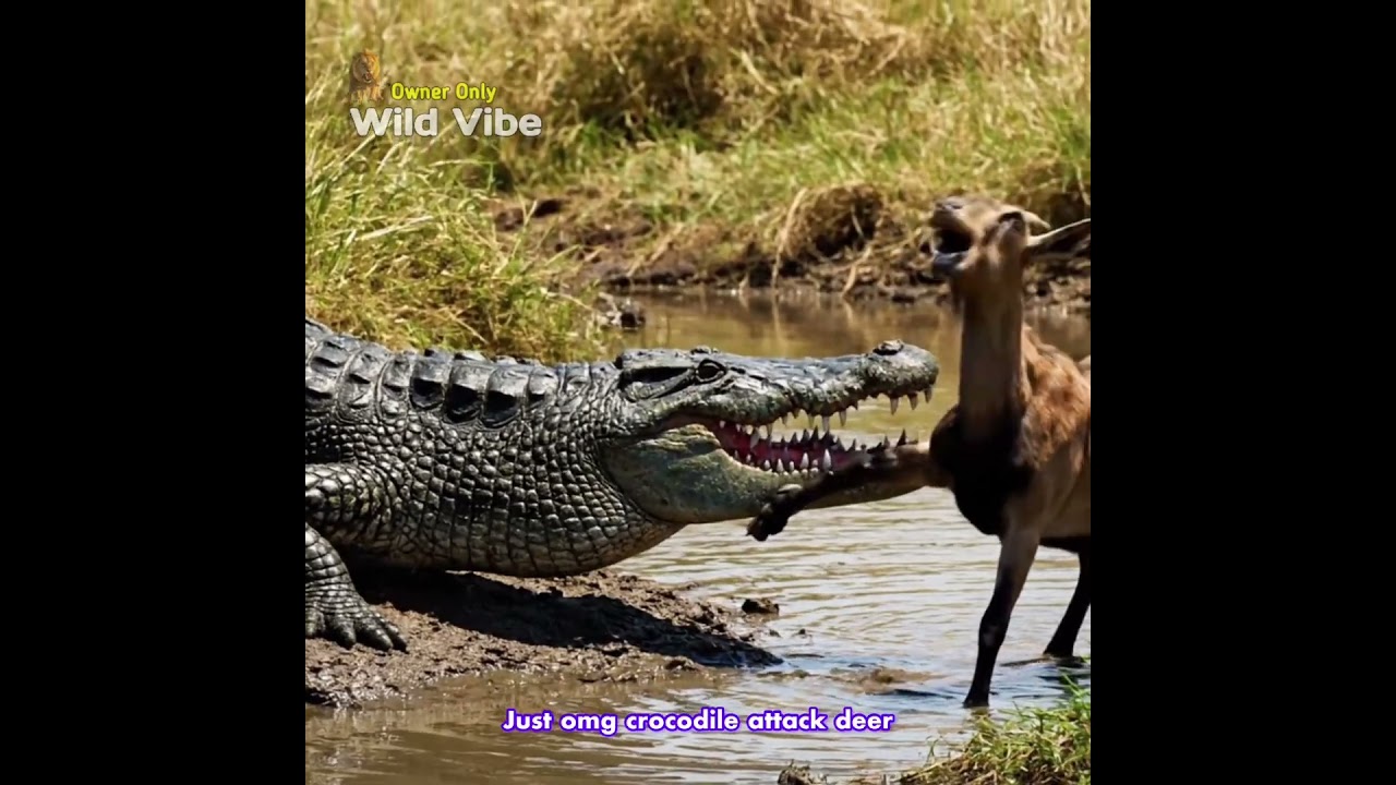 Crocodile attack deer hytra 😱😱😱😭