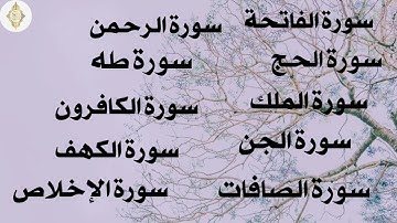 سورة الفاتحة و الكافرون والإخلاص_سورة الكهف والحج والملك سورة الجن والرحمن سورة طه و الصافات