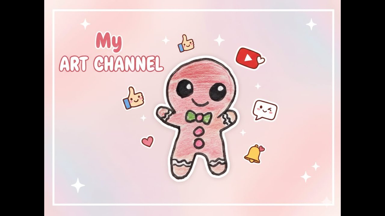 🍪✨ Cute Gingerbread Drawing | My Art Channel 🎨💖