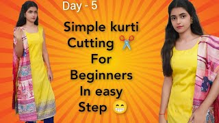 simple kurti cutting Just in 5m. Sewing classes for beginner day 5