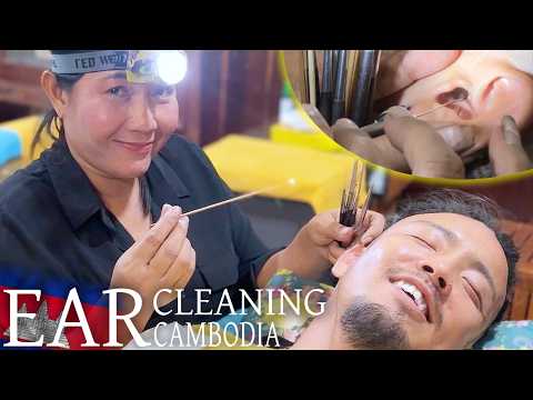 【ゲスト耳かき】カンボジア理髪店 耳毛剃り/耳掃除  ASMR Ear Cleaning