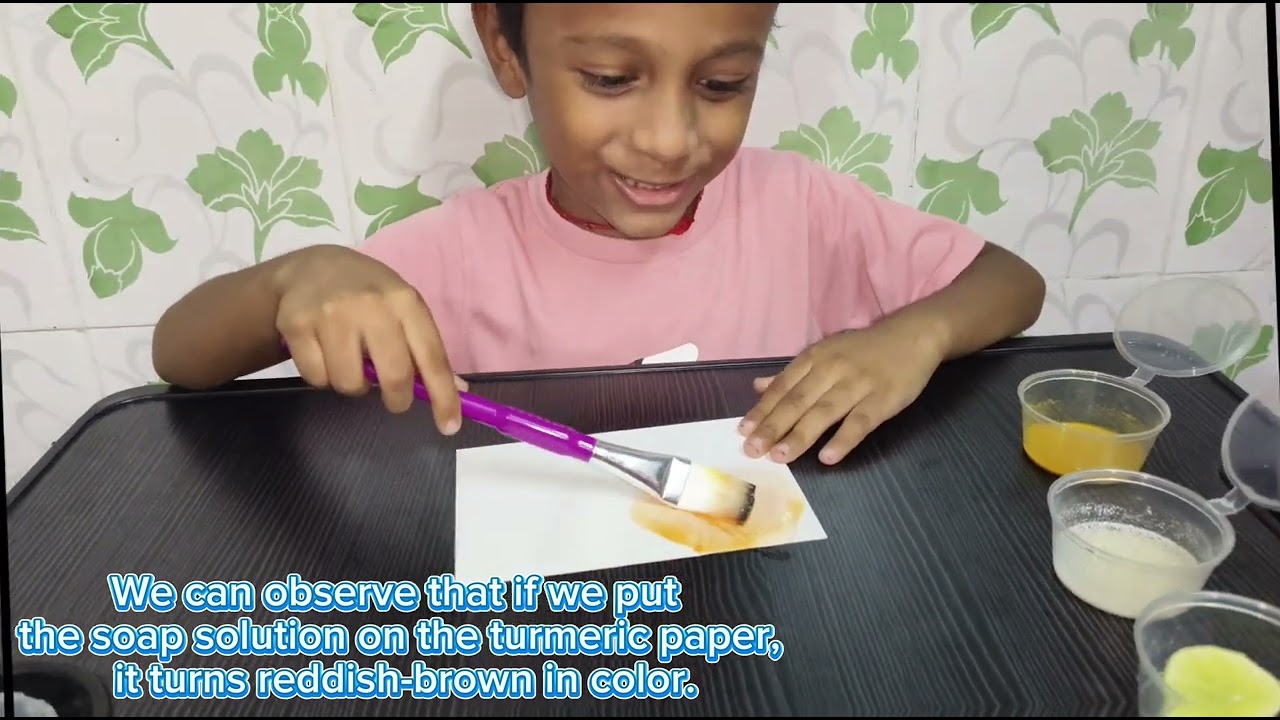 Easy science Experiment.Why does turmeric change colour into red when we put lemon juice in it?