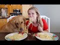 Who Eats It Faster? My Dog Or Me? FOOD EATING CONTEST