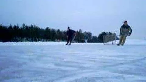 Brad Townsend and Max Hovey pond hockey