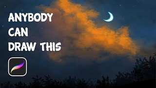 Easy Landscape Procreate Tutorial for Beginners | Using Free Brushes