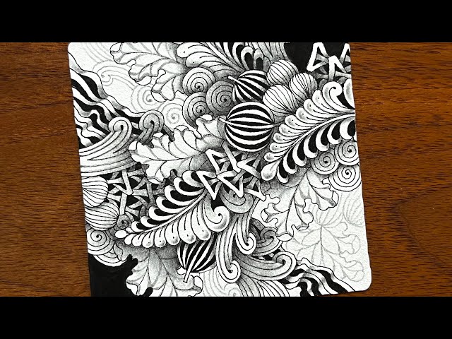 絵画 「断片奔流」 Zentangle started “Dewd” on the gray tile. - YouTube
