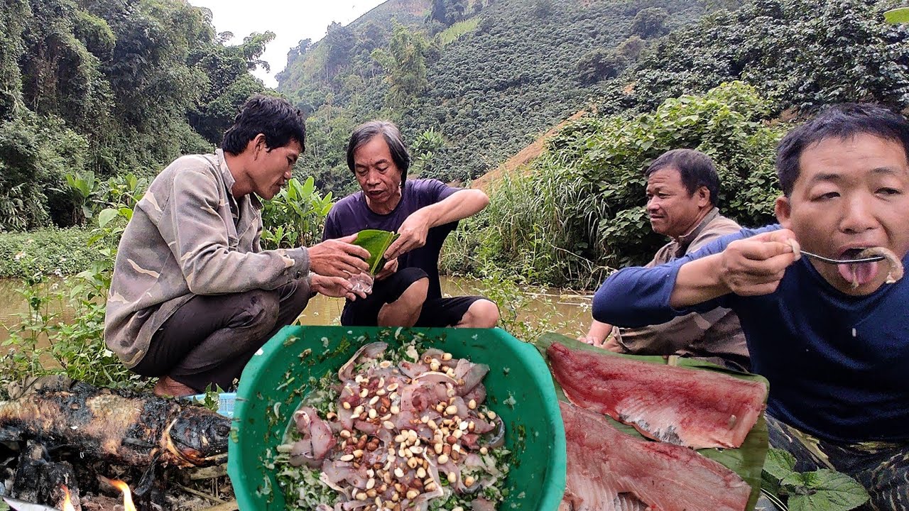 lên ao bắt cá làm gỏi cá với cá đốt nướng mọi. Tam Tộc TV