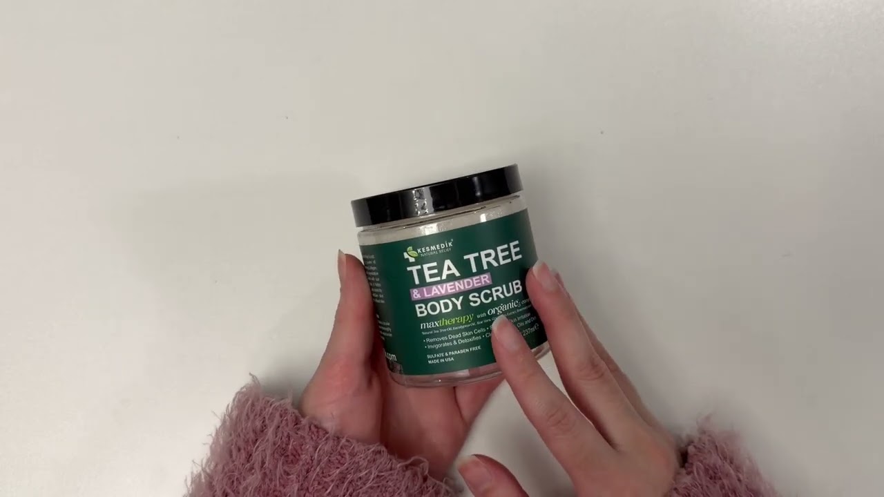 Pure Tea Tree Oil Body & Foot Scrub, Himalayan Salt Exfoliating Scrub with Stem Cells 
