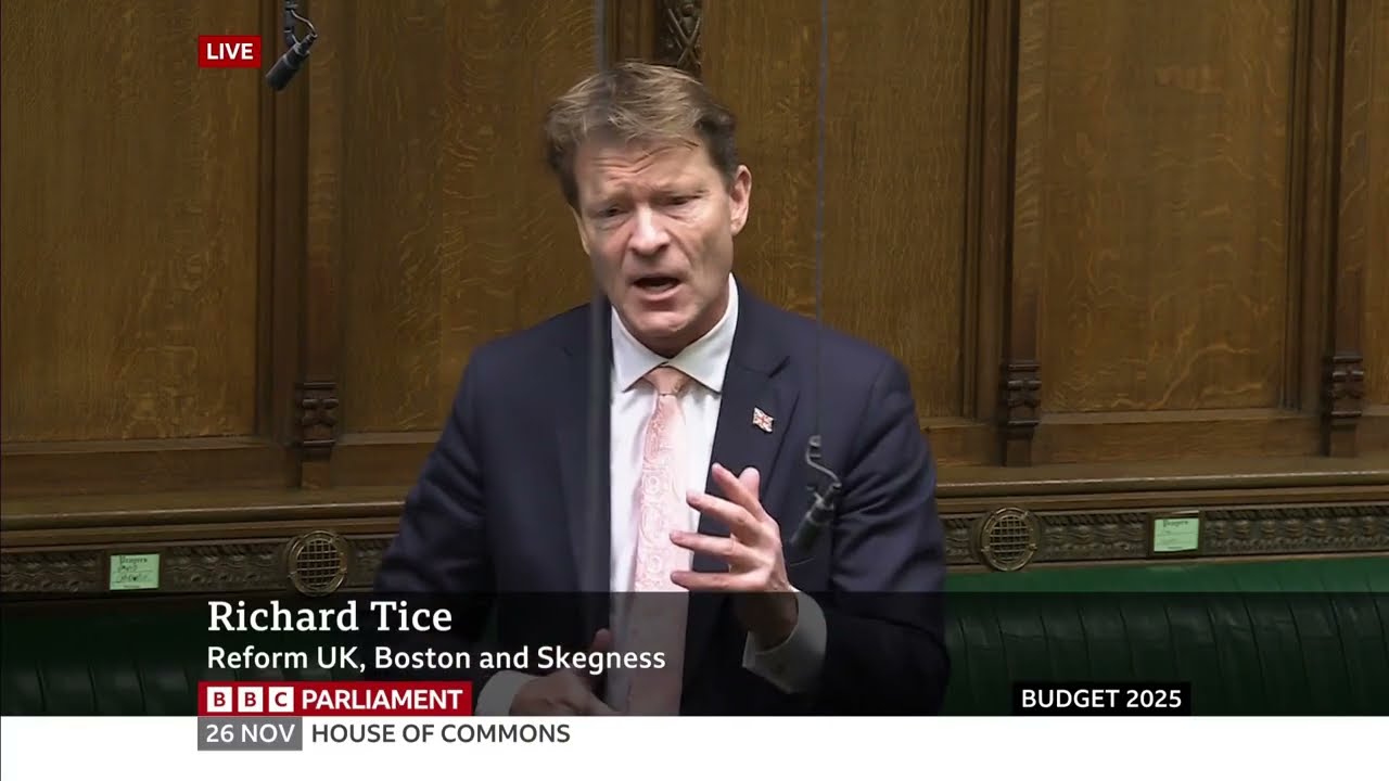 Бюджет 2025: Ричард Тайс из Reform критикует бюджет катастрофы Рэйчел Ривз (26 ноября 2025 г.)