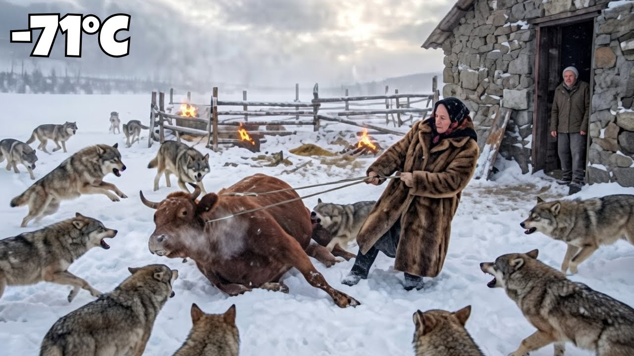 ''80 Year Old Widow and 90  years old her husband Protect Cattle from Wolves | Blizzard at –71°C''