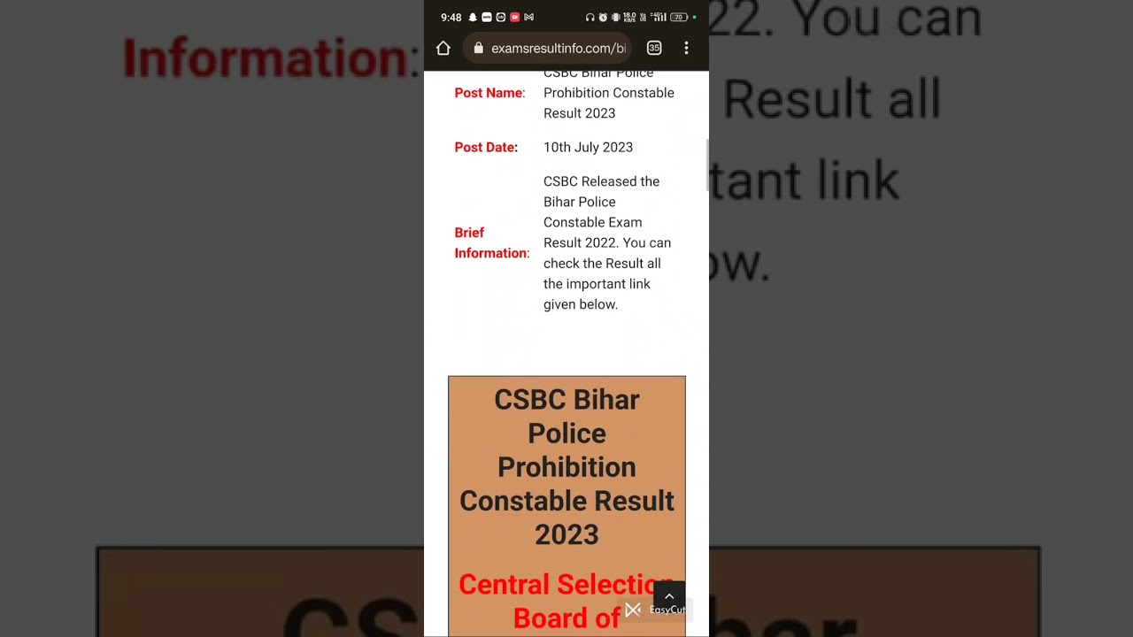 Bihar Police Prohibition Constable Result 2023 kaise dekhe 